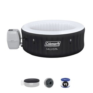 Coleman SaluSpa Miami AirJet Inflatable Round Hot Tub w/60 Soothing Jets, Black - 71in. X 26in.