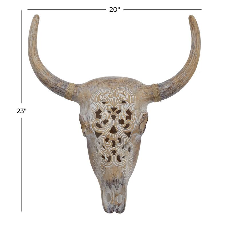 Polystone Bull Skull Home Wall Decor - Gray or Brown - Roche River Decor