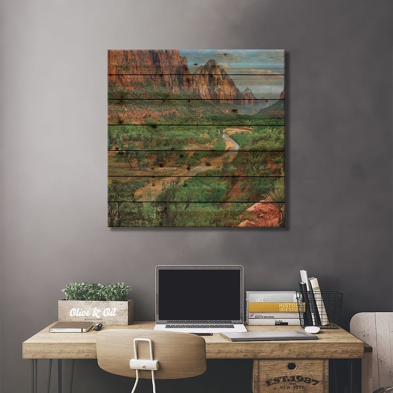 Virgin River, Zion National Park, Utah Print On Wood by Tim Fitzharris - Multi-Color