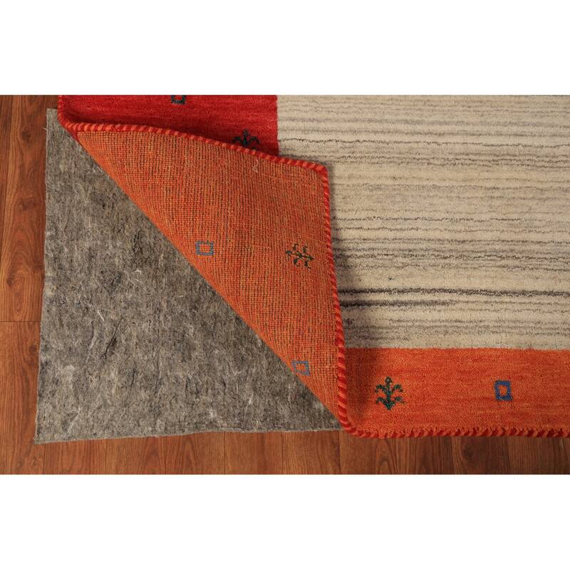 Striped Gabbeh Oriental Area Rug Handmade Wool Carpet - 6'7"x 9'8"