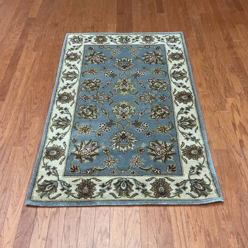 HERAT ORIENTAL Handmade Mahal Floral Wool Rug Collection - 3'3" x 5'3" - Blue/Ivory