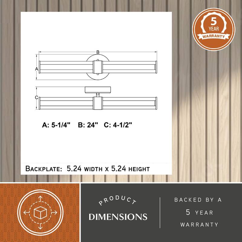 VAXCEL Division 1-Light Contemporary Bath Bar Vanity Lighting Wall Fixture, Clear Ribbed Glass Shade, Integrated LED