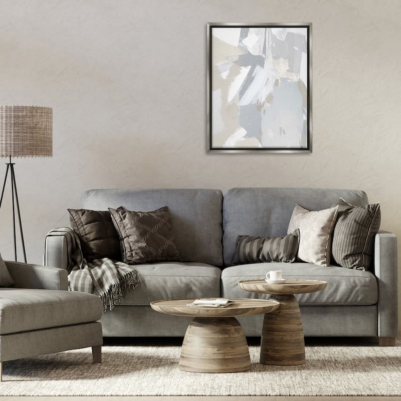 Stupell Neutral Tones Grey & Beige Framed Floater Canvas Wall Art Design By Rachel Springer