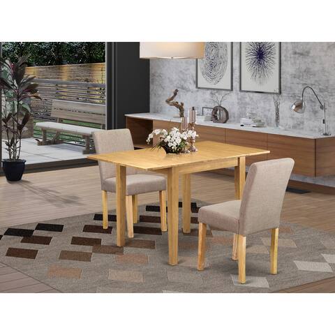 Dining Table Set - Dining Room Chairs with Light Fawn Color Linen Fabric - Modern Dining Table - Oak Finish (Pieces Option)