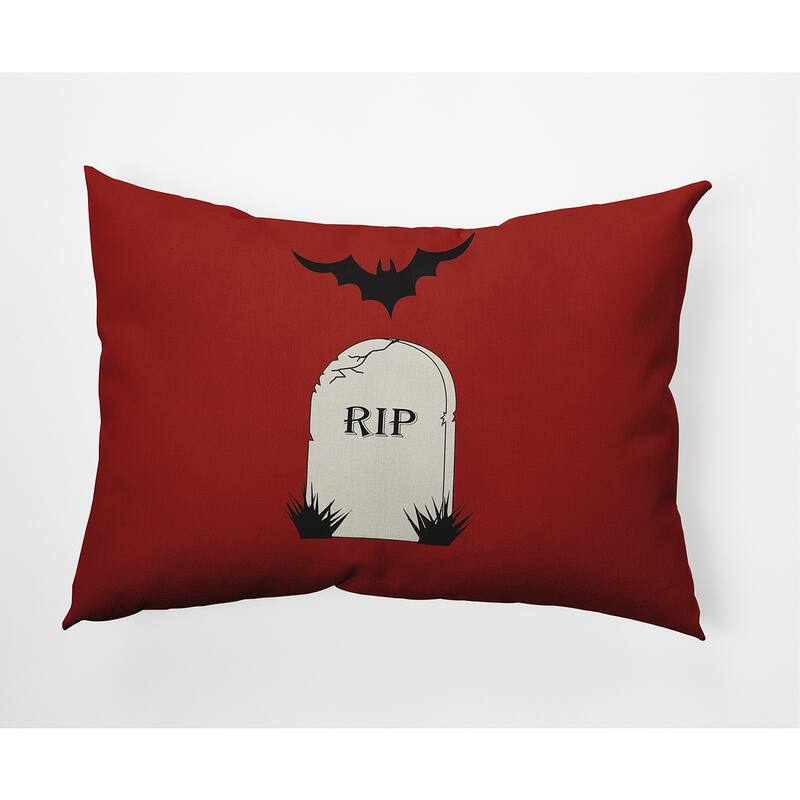 RIP Halloween Indoor/Outdoor Throw Pillow - 14" x 20" - Maple Red