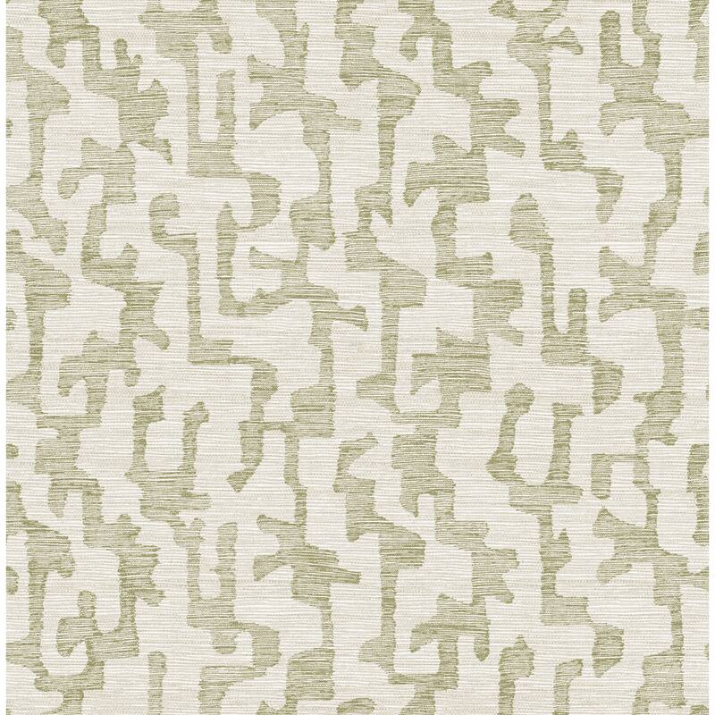 A-Street Prints Cipher Moss Geometric Faux Grasscloth Wallpaper