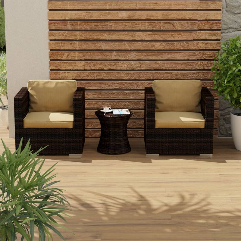 Outdoor Patio 20"Tall Round Wicker Accent Side Table