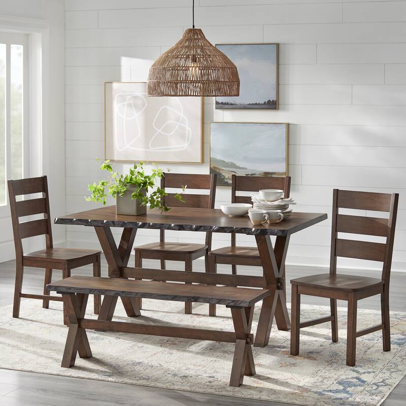 Simple Living Mandeville Live Edge Solid Wood Walnut Dining Table