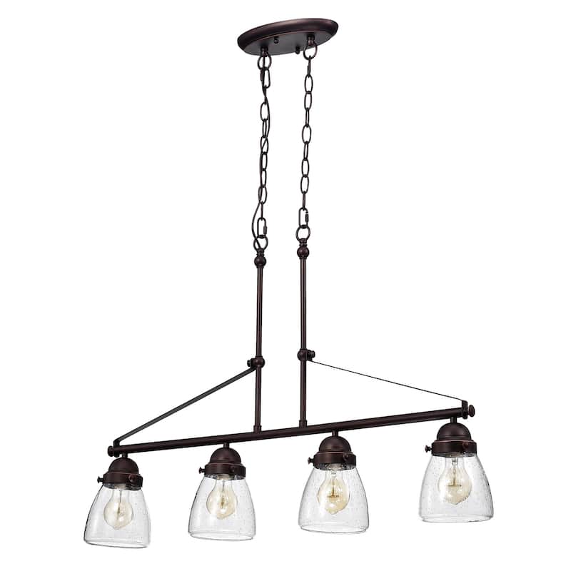 Oil Rubbed Bronze 4-Light Linear Island Lighting with Glass Shades - Oil Rubbed Bronze