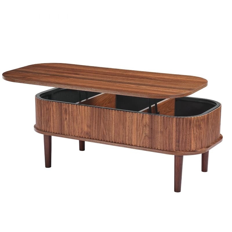 Mid-Century Lift-Top Coffee Table with Storage Compartments - 39.4 x 19 x 16 in