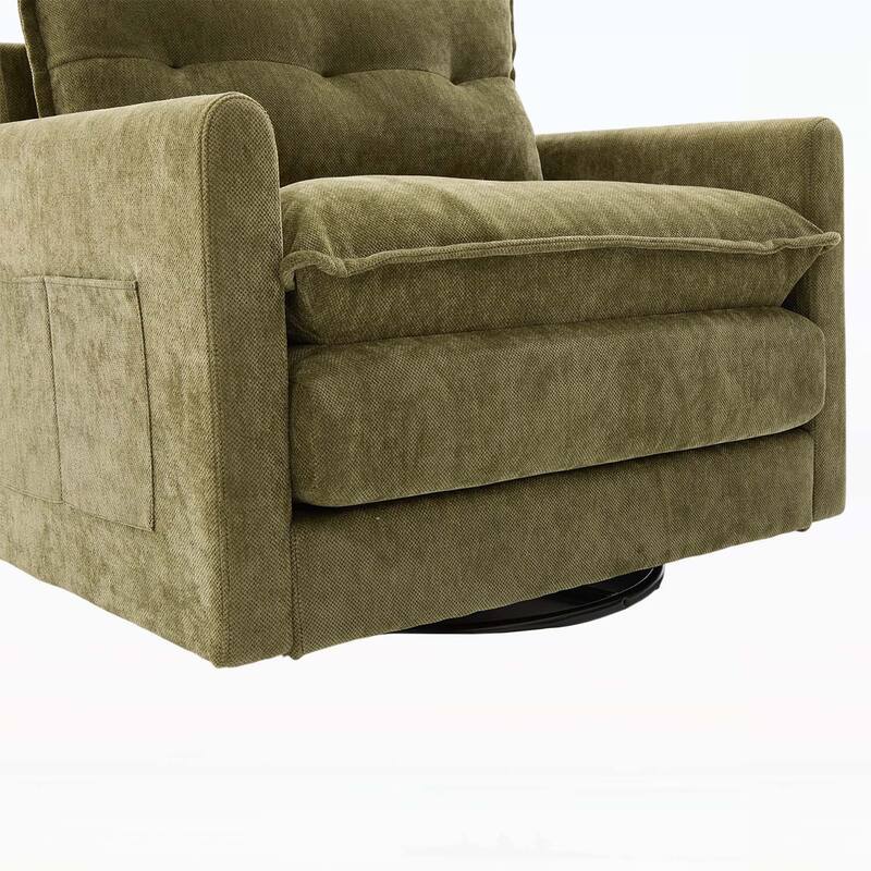 Modern Swivel Barrel Chair with Thick Padding,Metal Base,for Living Room and Bedroom