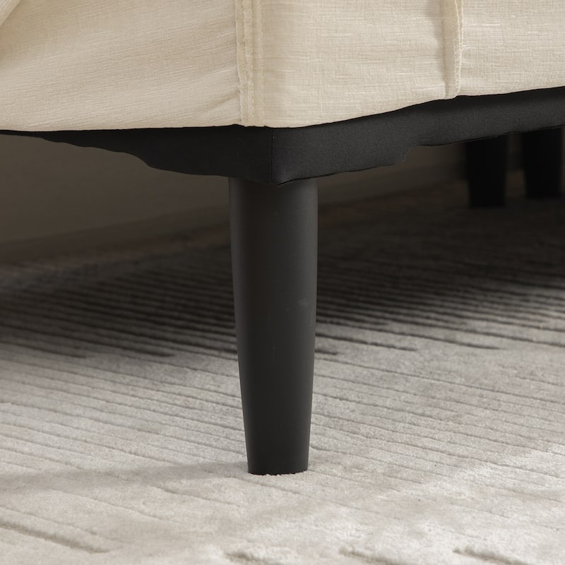 88.58"W Modern Bench, Bed End Bench with Armrests,Chenille Chaise Lounge Couch with 2 Bolster Pillows