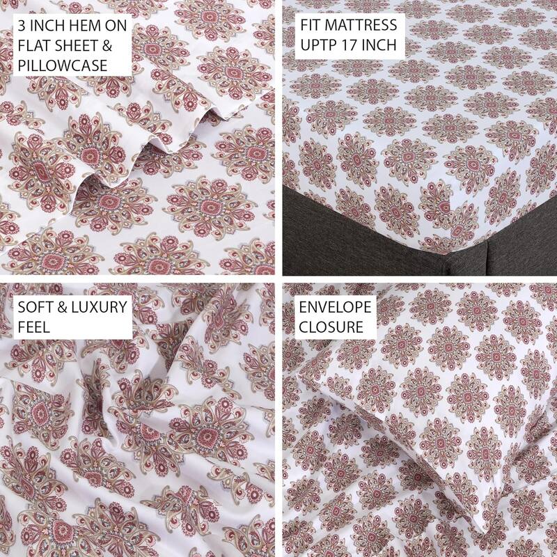 300 Thread Count Cotton Sateen Weave Printed Sheet Set