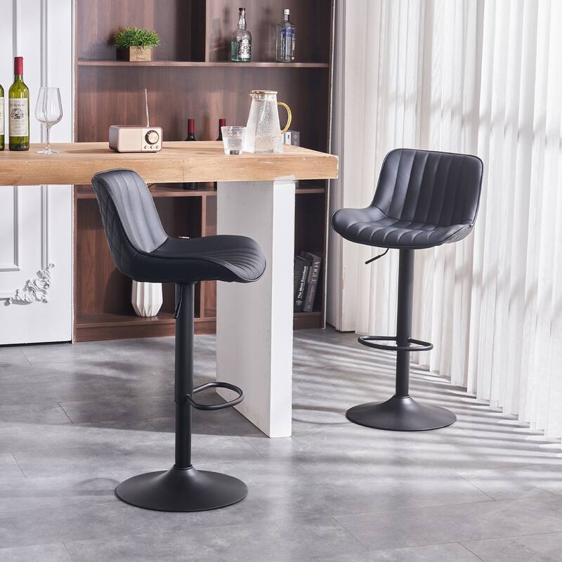 Bar Stools Set of 2, Counter Height Barstools with Back, Leather Bar Chair for Kitchen island