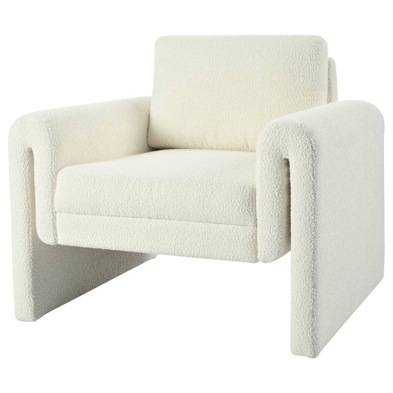 Modern Bouclé Upholstered Accent Chair - Ideal for Living Room, Bedroom & Office, with Sturdy Support and Luxurious Comfort