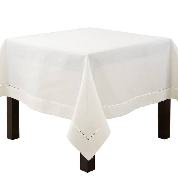 slide 2 of 3, Rochester Collection Hemstitched Tablecloth 60"x60" - Ivory