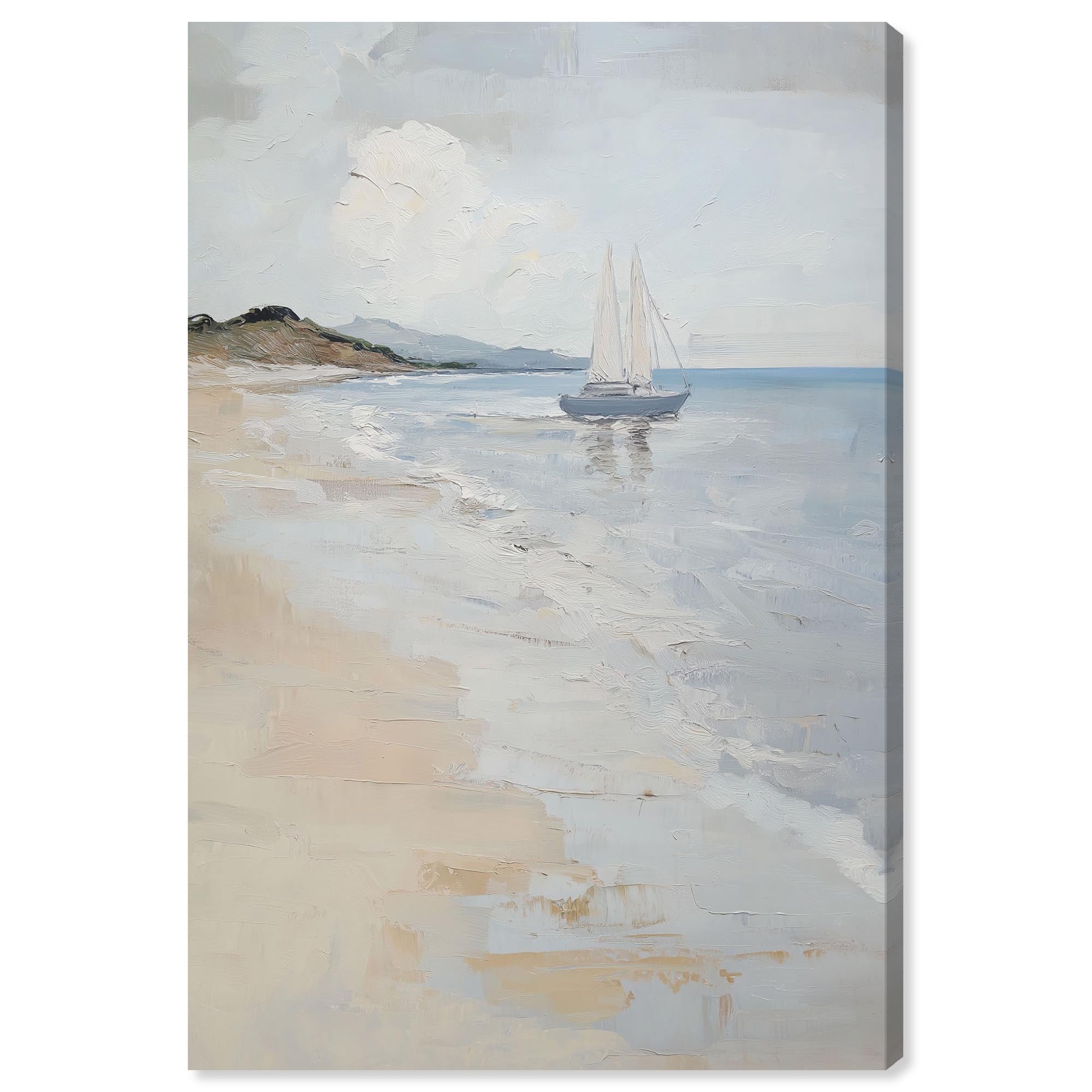 Lone Sail II Classic Coastal Art Canvas Print by Art Remedy