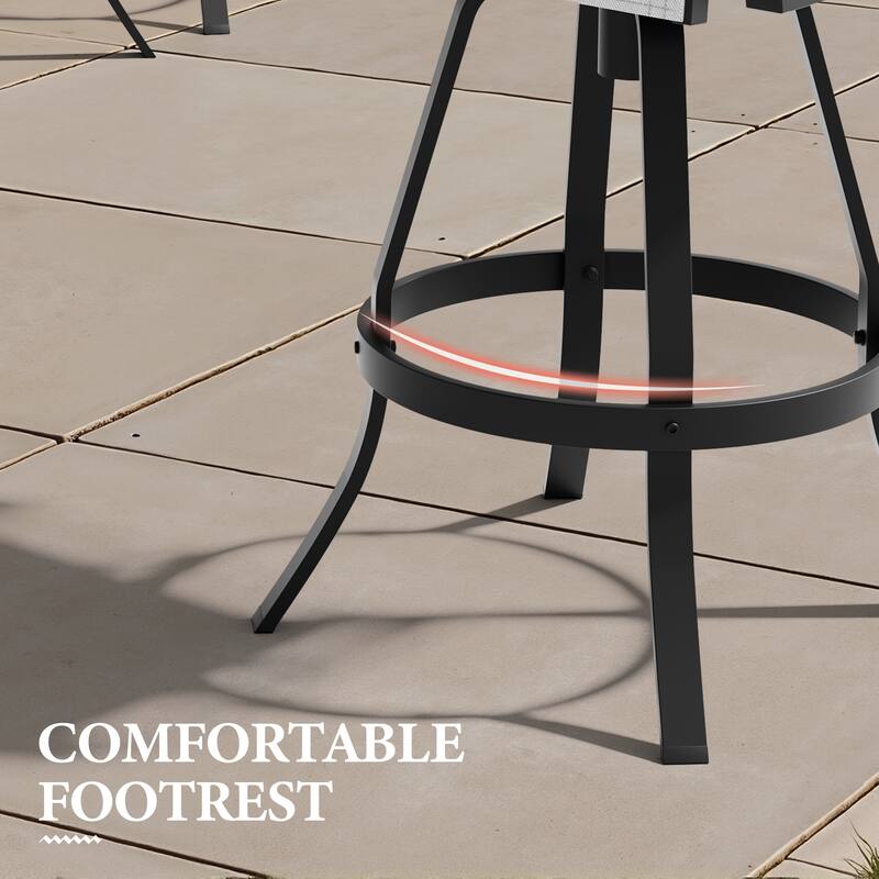 Outdoor Patio Aluminum Sunbrella Fabric Swivel Barstools