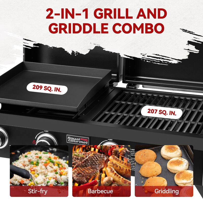 Royal Gourmet GD4002TP Portable Tabletop Grill & Griddle Combo, Black
