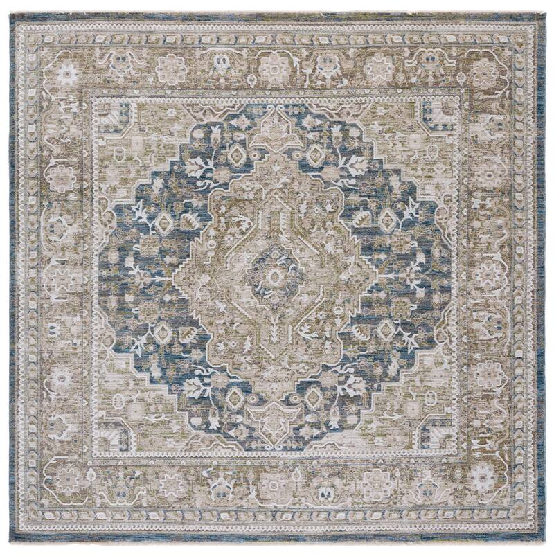 SAFAVIEH Finley Ceyda Traditional Oriental Rug - 6'7" Square - Blue/Beige