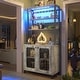 preview thumbnail 26 of 39, 66.9'' Tall Modern Wine Cabinet Bar Cabinet with Wine Glasses Rack and LED Strip and Power Outlets Grey