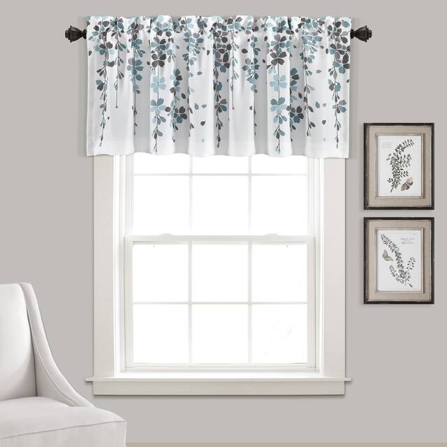 Lush Decor Weeping Flower Room Darkening Window Curtain Valance - 52x18 - Blue & Gray