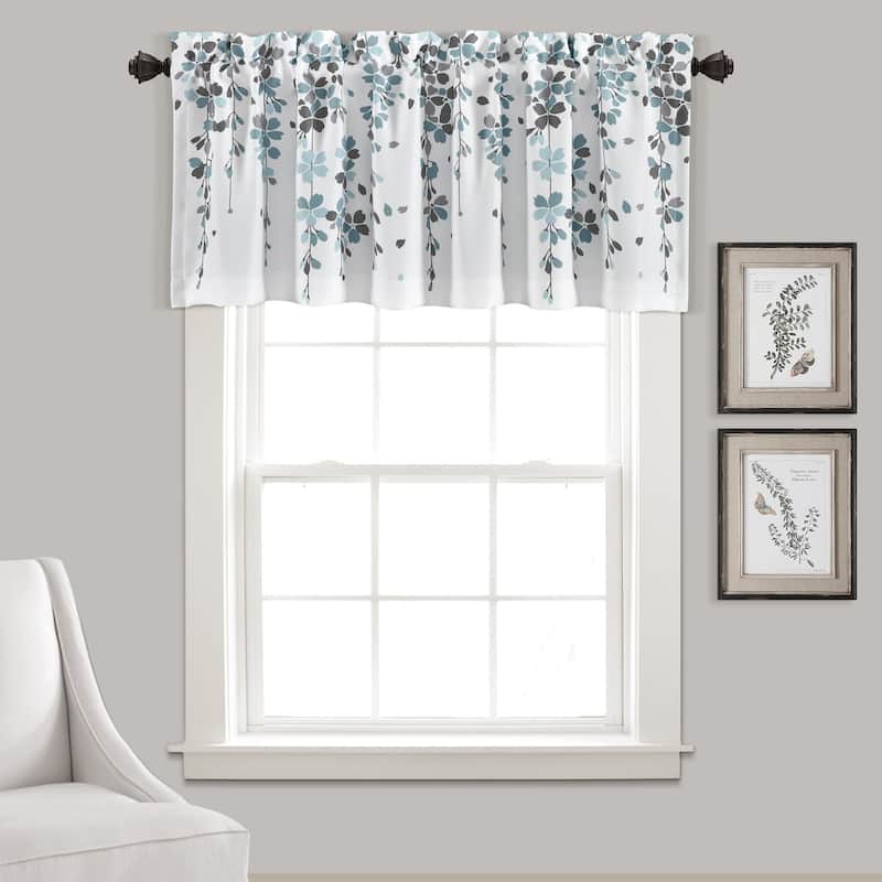 Lush Decor Weeping Flower Room Darkening Window Curtain Valance - 52x18 - Blue & Gray
