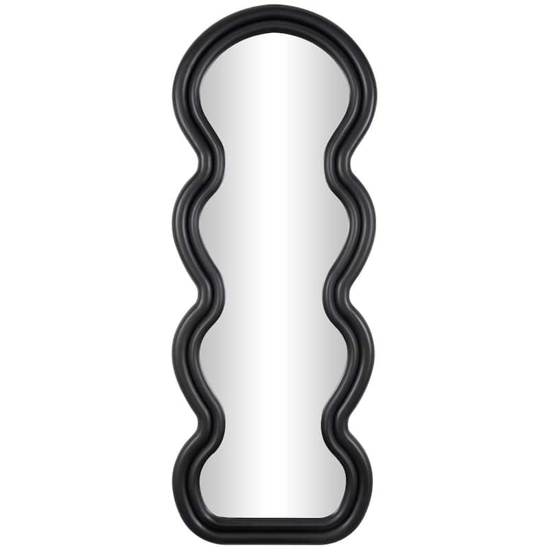 Black or White Wooden Abstract Wavy Wall Mirror with Layered Frame