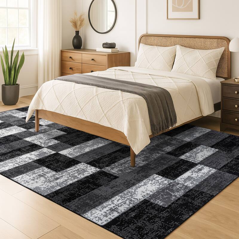World Rug Gallery Modern Abstract Grid Area Rug