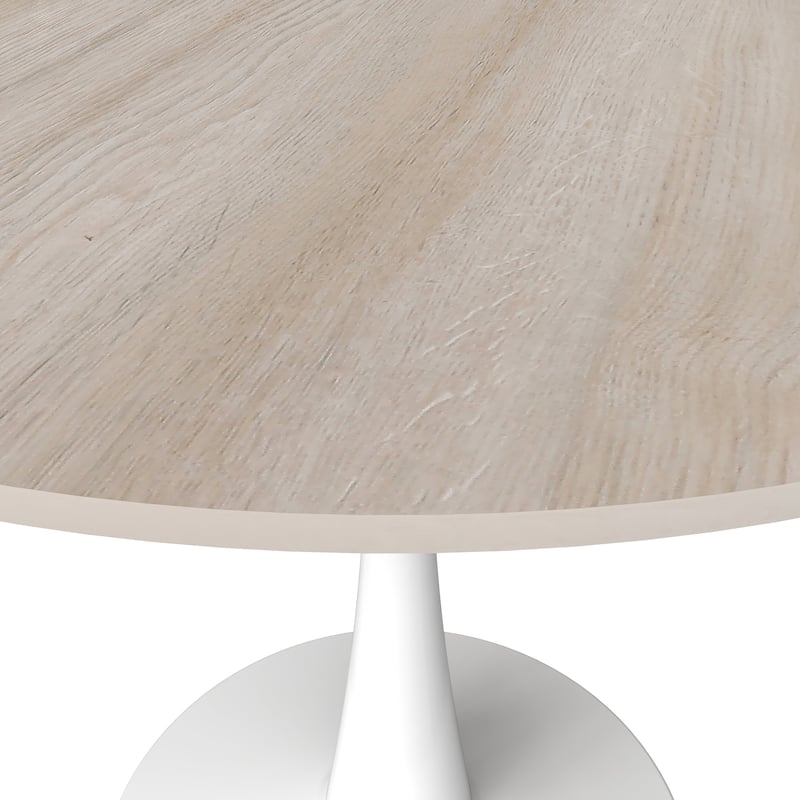 Bristol 31" Modern Round Dining Table with Sintered Stone Top & White Stainless Steel Pedestal Base for Dining Room and Kitchen