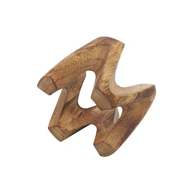 Wood Napkin Rings With W Design (Set of 4) - Brown