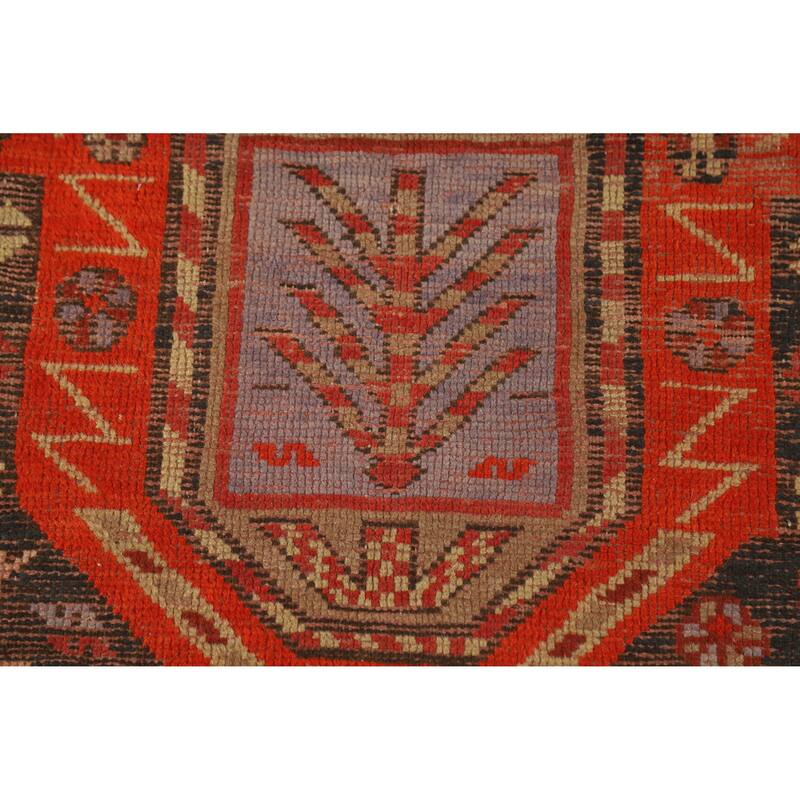 Hand Knotted Oriental 100% Wool Carpet Transitional Geometric Oranges & Rust Anatolian Area Rug - 4' 2'' X 3' 6''