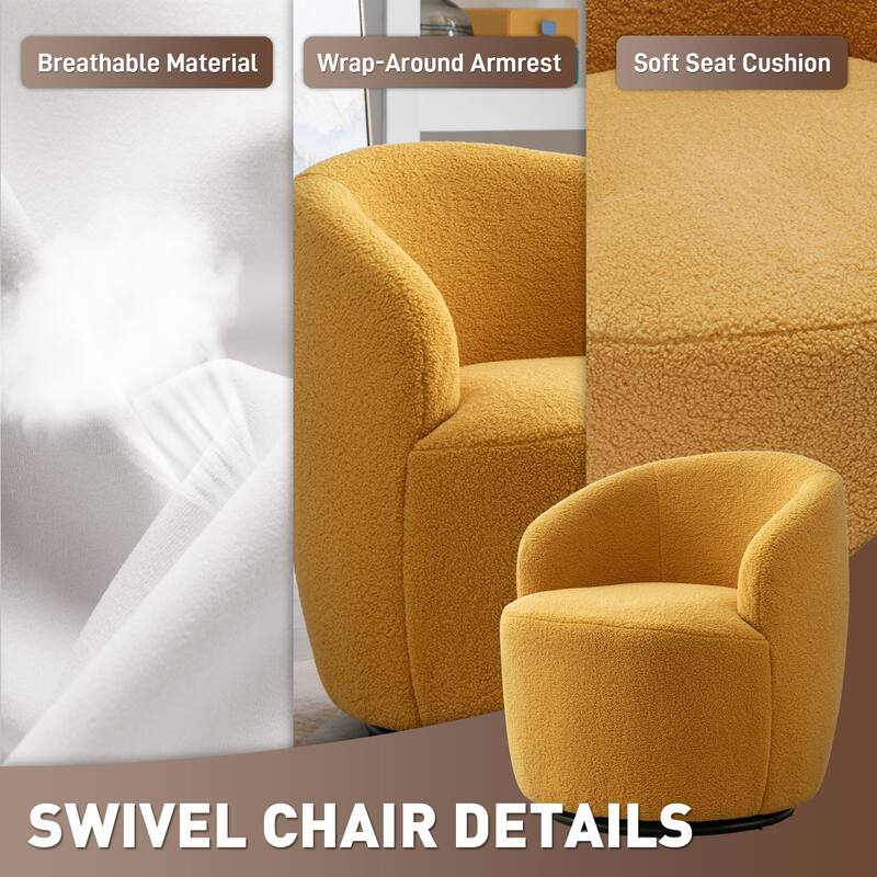 Ouyessir Modern Teddy Upholstered Swivel Barrel Chair(Set of 2)