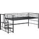 preview thumbnail 8 of 32, Simple & Space-saving Design Mid Metal Loft Bed with Storage stairs, Twin Size