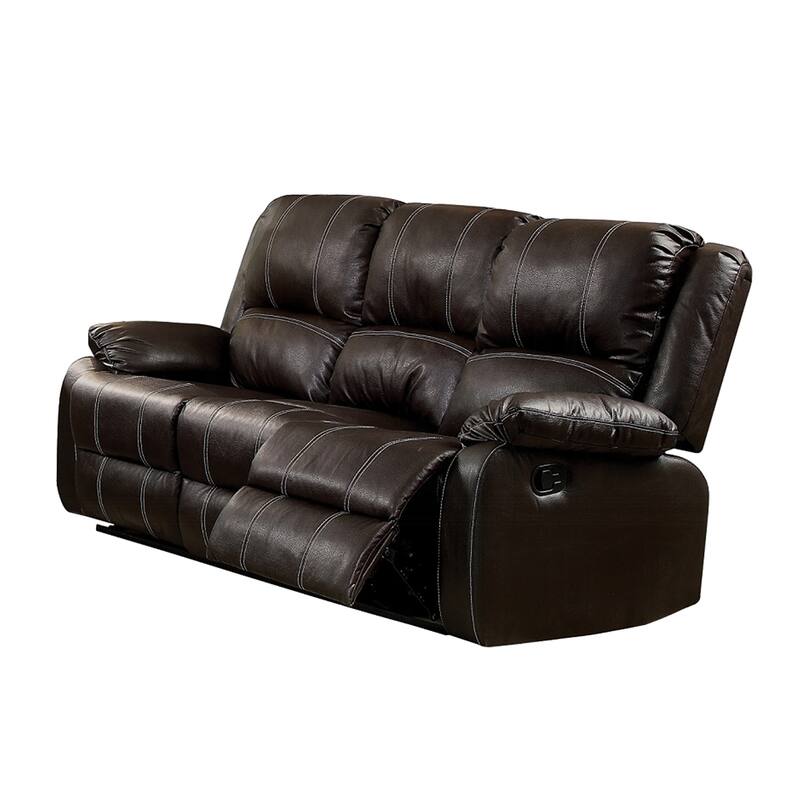 Synthetic Leather Upholstered Manual Motion Sofa - Brown