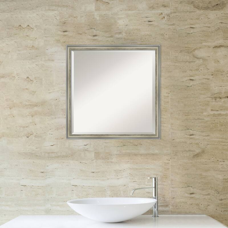 Salon Scoop Beveled Wood Framed Bathroom Vanity Wall Mirror