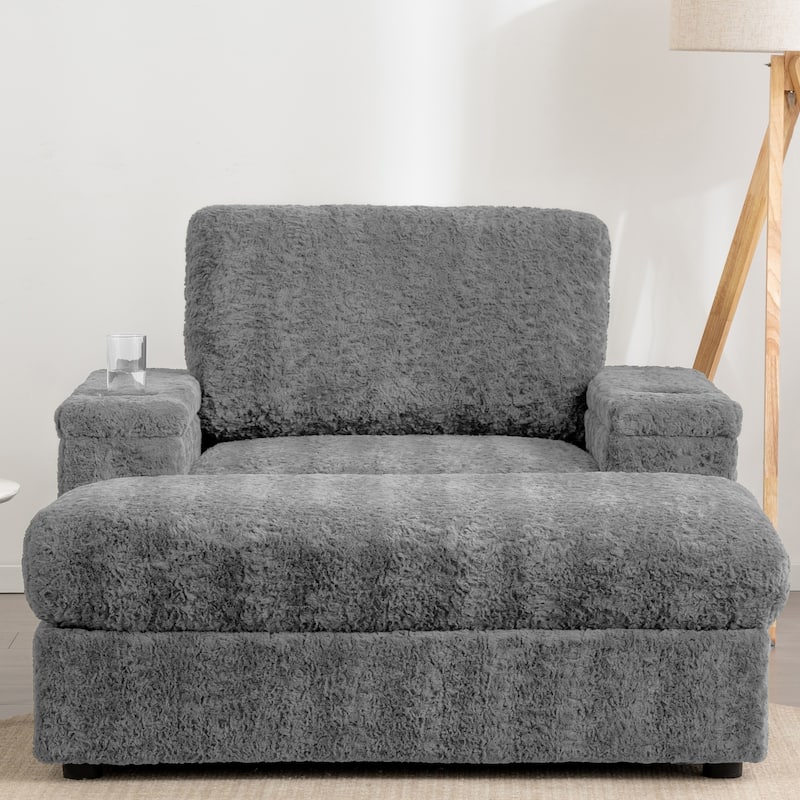 Ultra-Plush Oversized Chaise Lounge with Convertible Storage Ottoman by Harper&Bright Designs