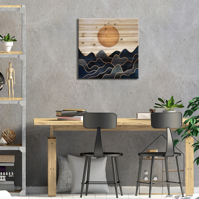 Waves Print On Wood by Elisabeth Fredriksson - Multi-Color