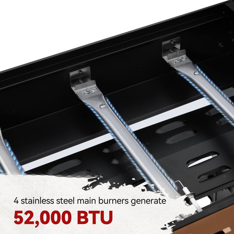 Royal Gourmet 4-Burner Gas Griddle with Hood and Side Shelves