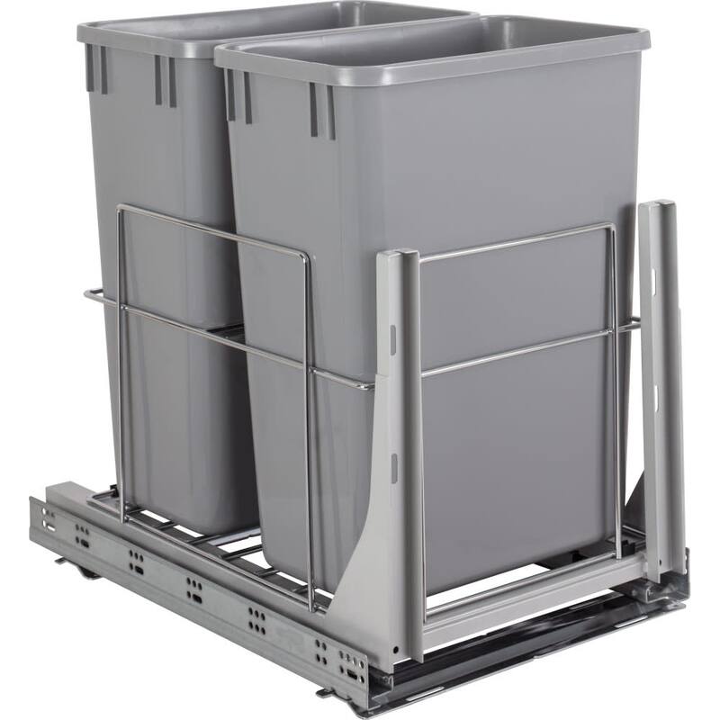Hardware Resources EMBM Series Bottom Mount Double Bin Trash Can Pull - Polished Chrome