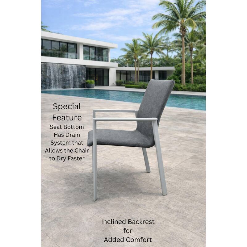Bailey Light Grey 9-Piece Aluminum Outdoor Dining Set with Sling Set in Midnight Grey - N/A