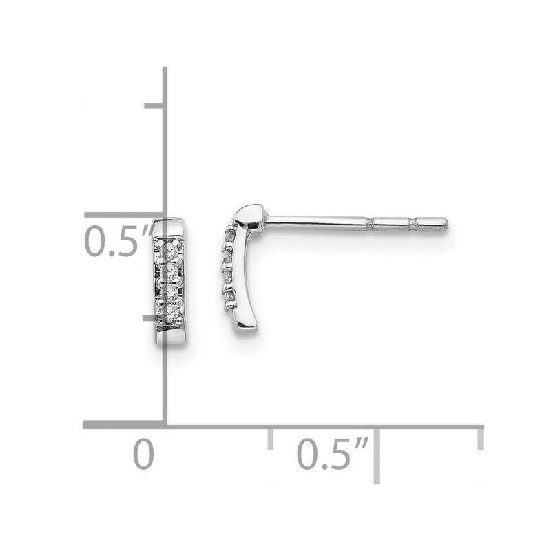 Curata 925 Sterling Silver Polished White Ice 1/2pt Diamond Post Earrings - 8x2mm Wide