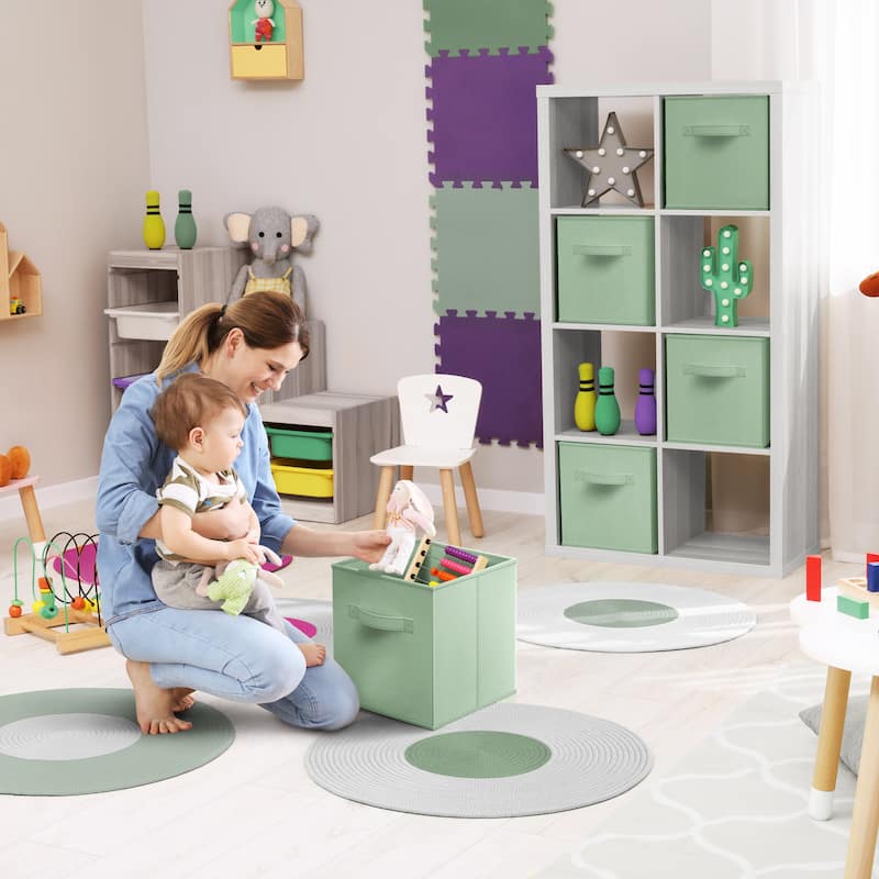 Sorbus Foldable Storage Cubes - 6 Pack Sage Green, Fabric, Foldable, Storage and Organization Bins