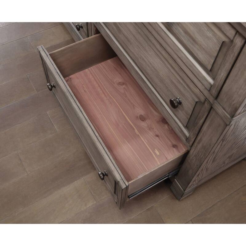 1pc Nightstand Warm Gray Color Solid Wood 3-Drawers