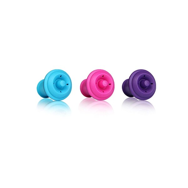 Vacu Vin Wine Saver Vacuum Stoppers Set of 3/ Blue, Pink, & Purple. Opens flyout.