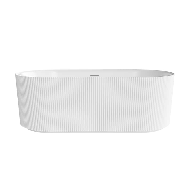 Linyi Freestanding Acrylic Soaking Bathtub - 59.1"L x 31.5"W - White