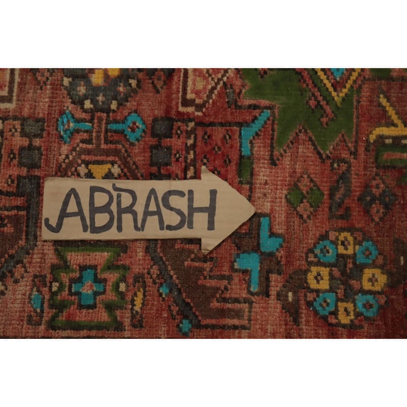 Hand Knotted Oriental 100% Wool Carpet Traditional Geometric Oranges & Rust Heriz Area Rug - 7' 4'' X 3' 7''