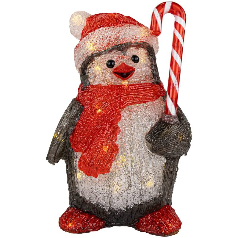 12" LED Acrylic Santa Penguin Outdoor Christmas Decoration - Black