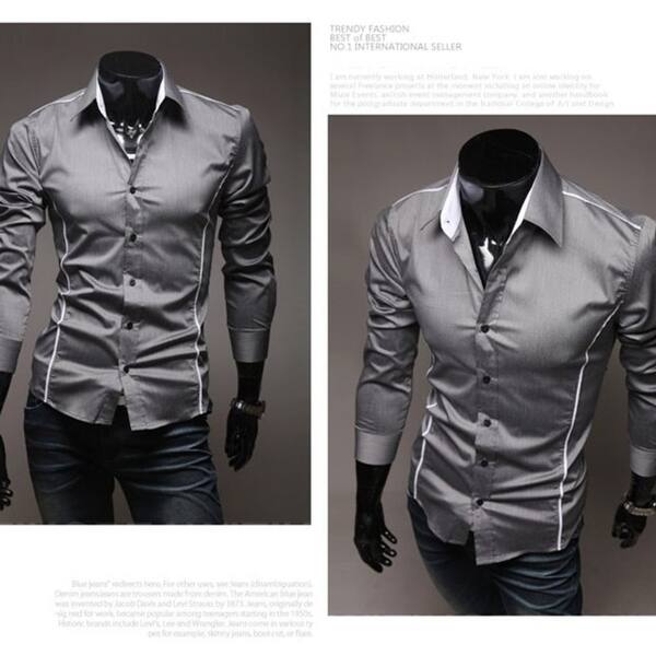 Shop Fashion Long Sleeve Shirts Men Korean Slim Design Cotton