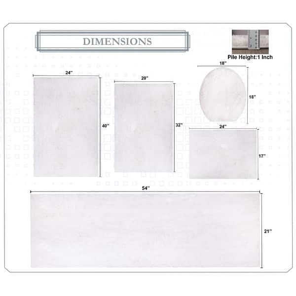 dimension image slide 22 of 28, Luxury Plush Bathroom Rug Set - Quick-Dry, Soft Microfiber, Non-Slip, Absorbent & Washable Bath Mats